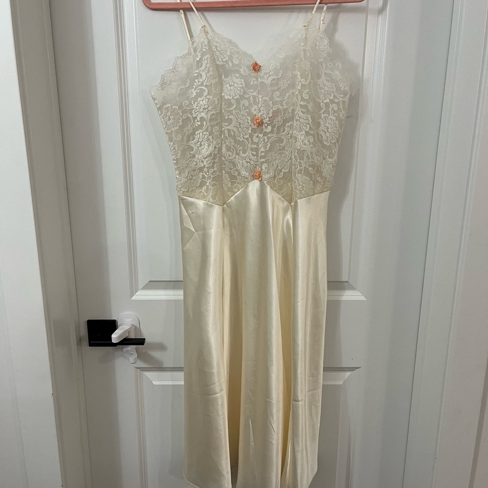 Vintage Bridal Lace Satin Nightgown